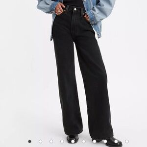 Levis Ribcage straight black denim jeans - 28 W